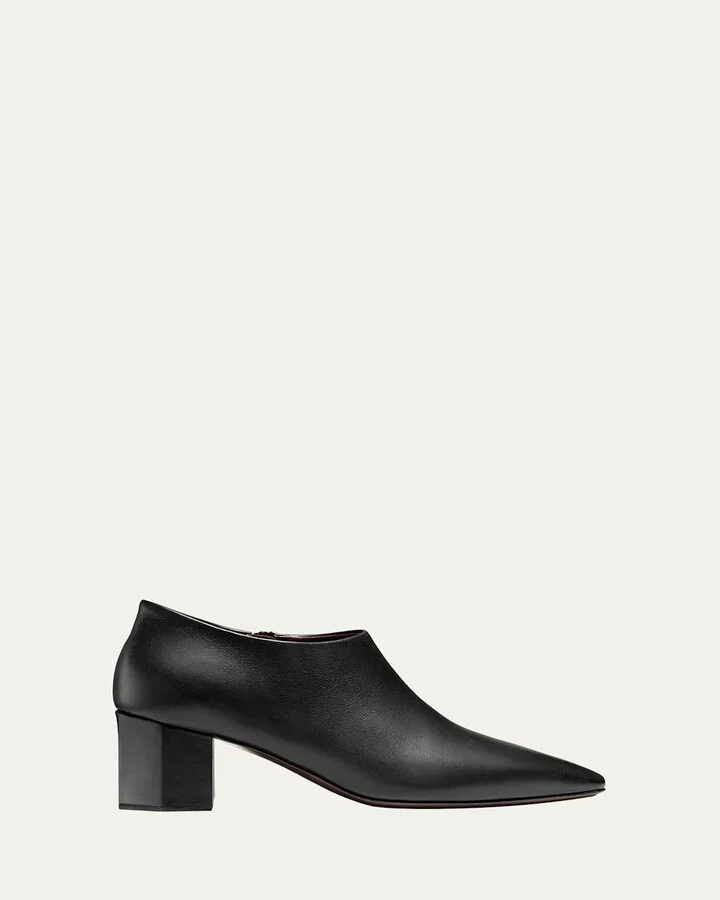 Leather Low Heeled Hexagon Booties