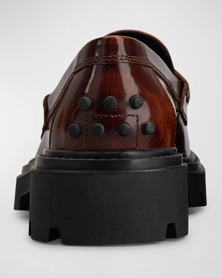 Leather Lug-Sole Penny Loafers - Image 5