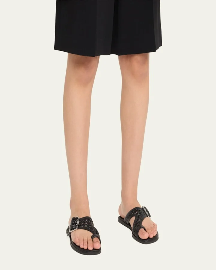 Leather Macrame Z-Strap Slide Sandals - Image 2