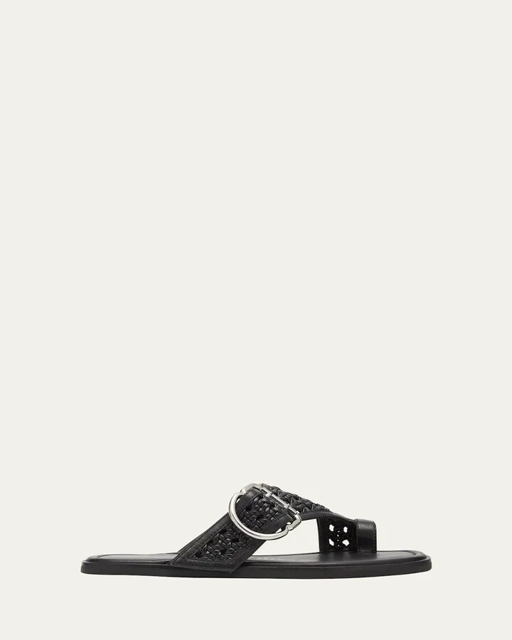 Leather Macrame Z-Strap Slide Sandals