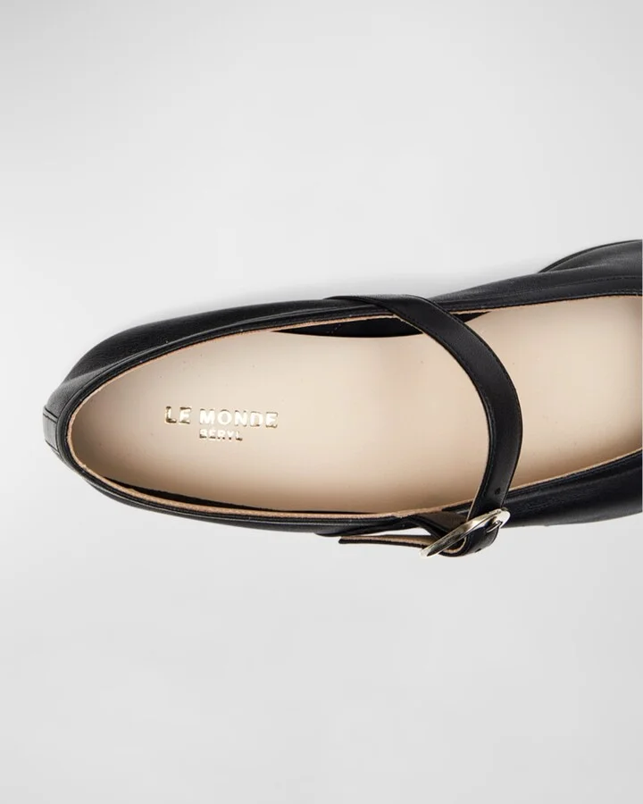 Leather Mary Jane Ballerina Flats - Image 3