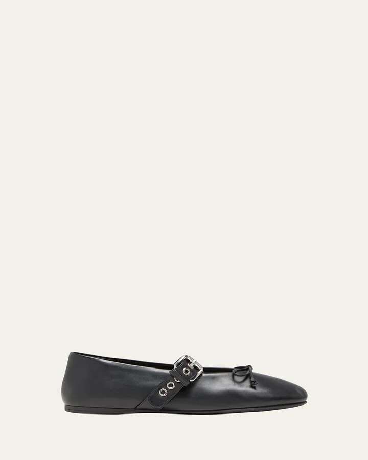 Leather Mary Jane Ballerina Flats