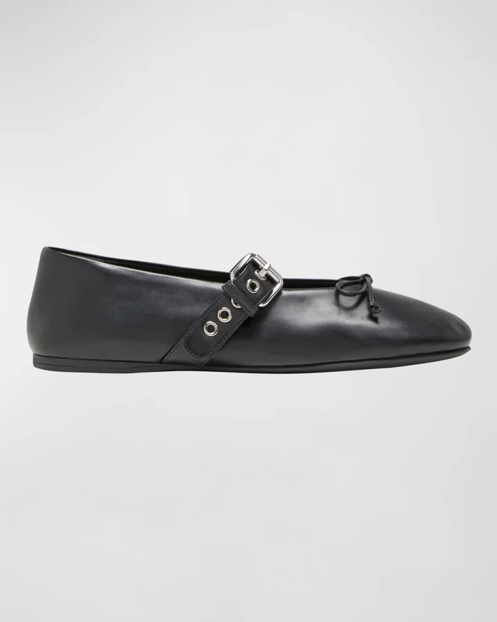 Leather Mary Jane Ballerina Flats