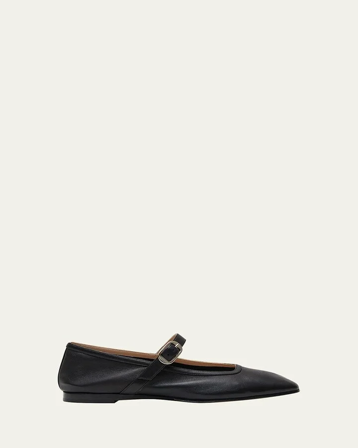 Leather Mary Jane Ballerina Flats