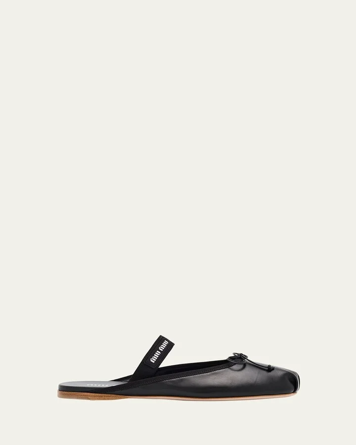 Leather Mary Jane Ballerina Mules