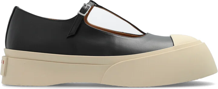Leather 'mary Jane' Shoes, , - Black