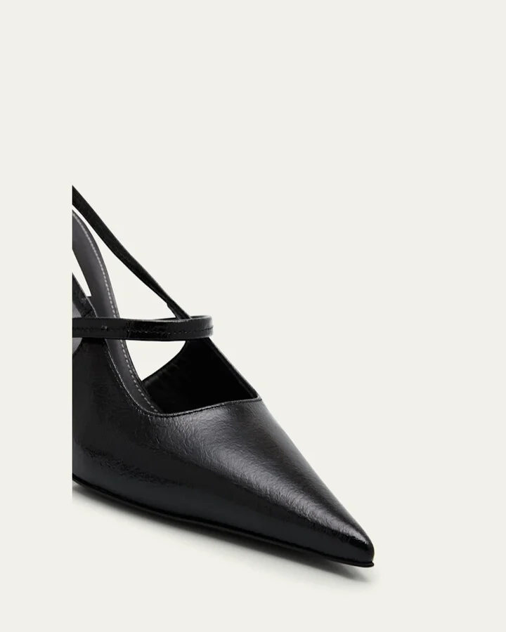 Leather Mary Jane Slingback Stiletto Pumps - Image 4