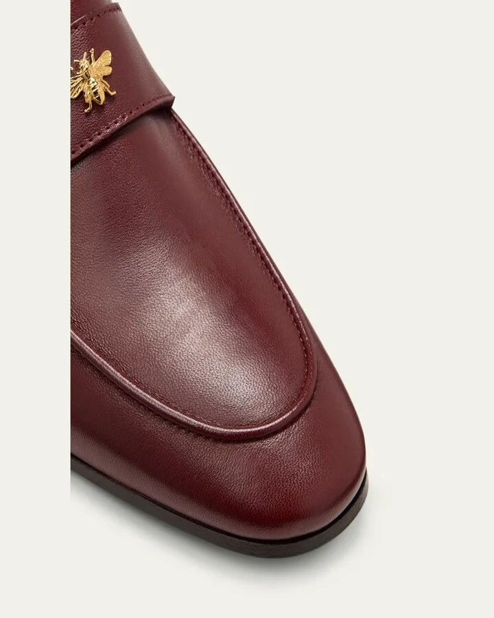 Leather Medallion Heeled Loafers - Image 4