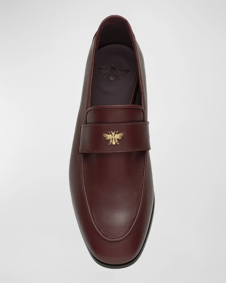 Leather Medallion Heeled Loafers - Image 6