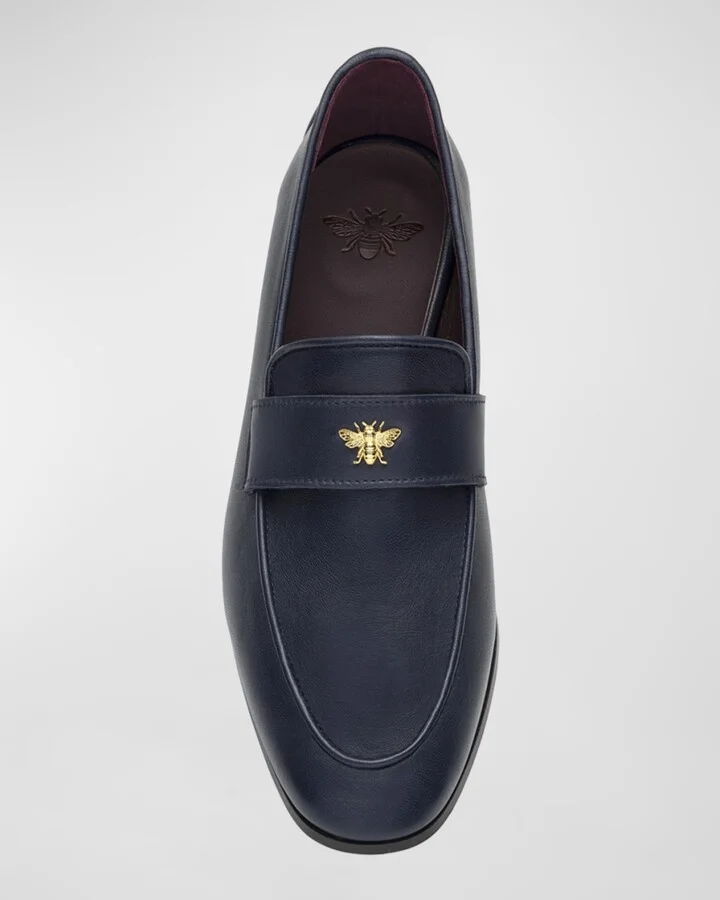 Leather Medallion Heeled Loafers - Image 2