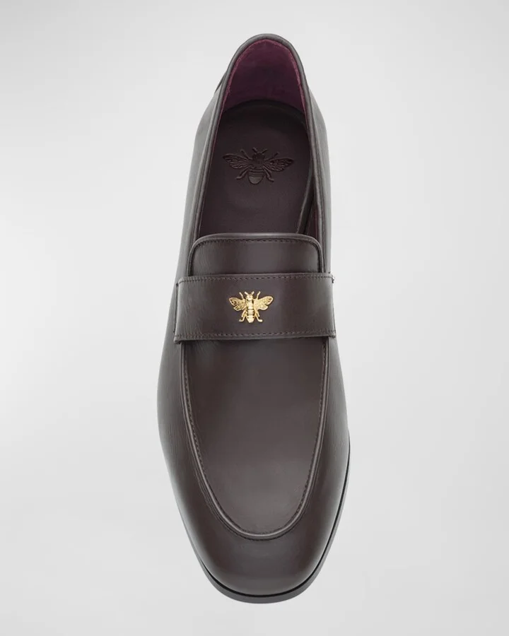Leather Medallion Heeled Loafers - Image 8
