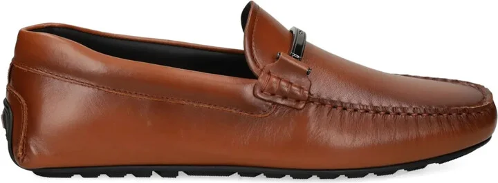 Leather Metal-Bar Loafers