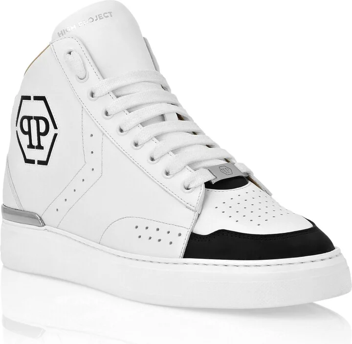 Leather Mid-Top Sneakers Hexagon