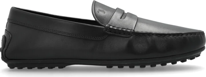 Leather Moccasins, , - Black