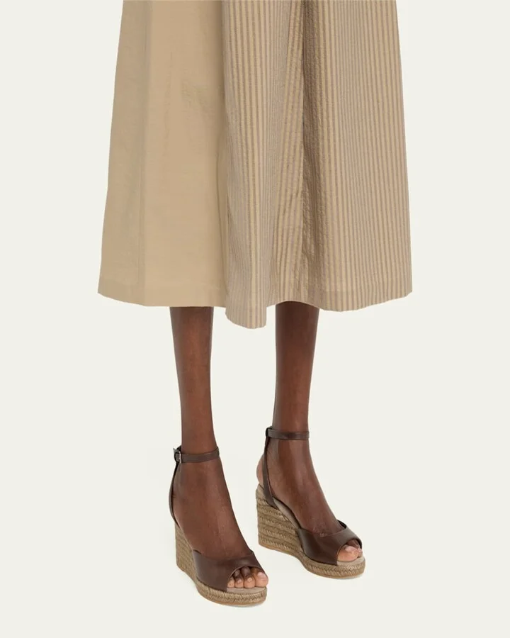 Leather Monili Buckle Wedge Espadrilles - Image 2