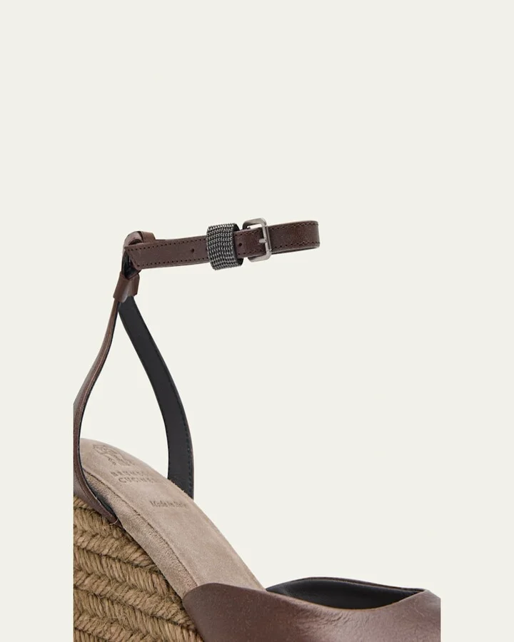 Leather Monili Buckle Wedge Espadrilles - Image 4