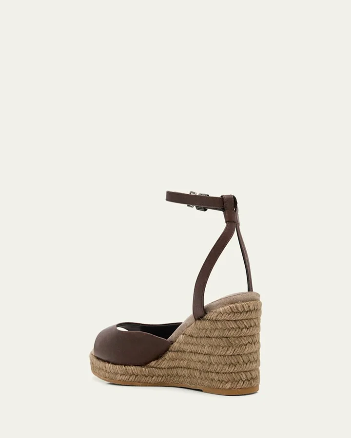 Leather Monili Buckle Wedge Espadrilles - Image 6