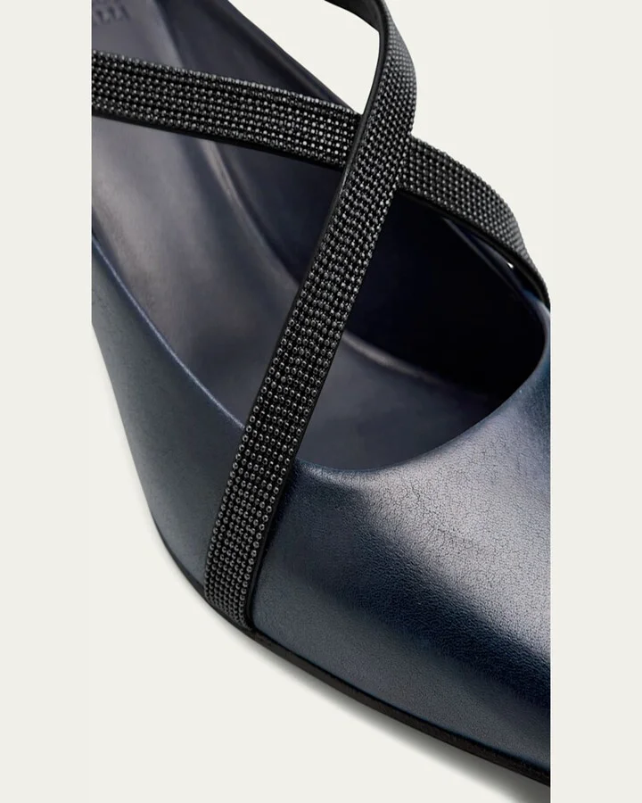 Leather Monili Crisscross Mule Pumps - Image 5