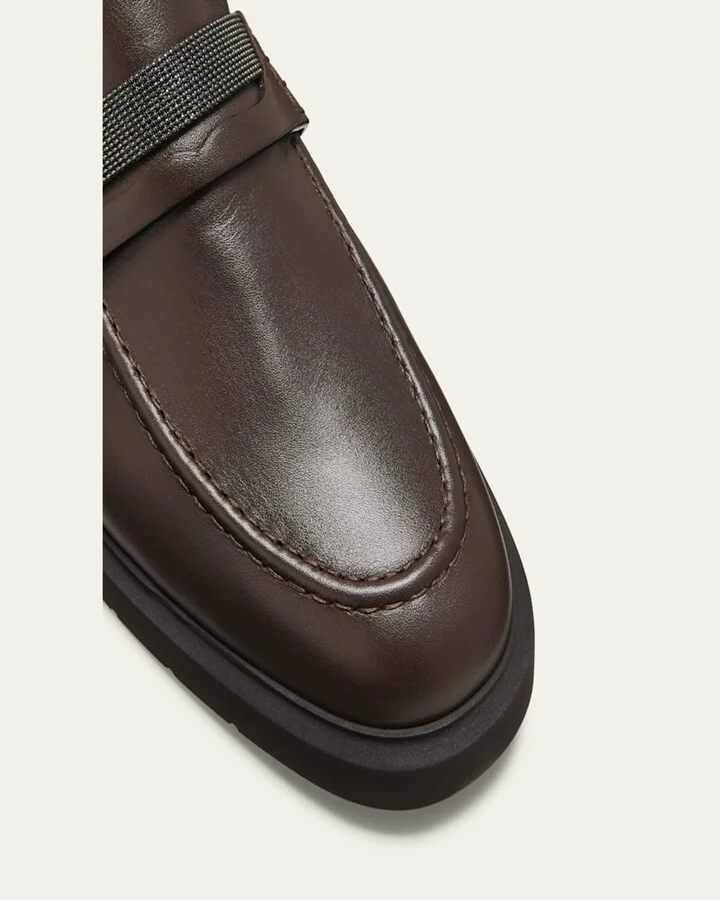 Leather Monili Penny Loafers - Image 4