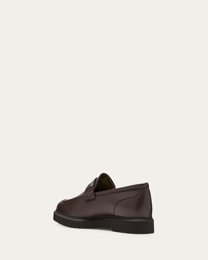 Leather Monili Penny Loafers - Image 9