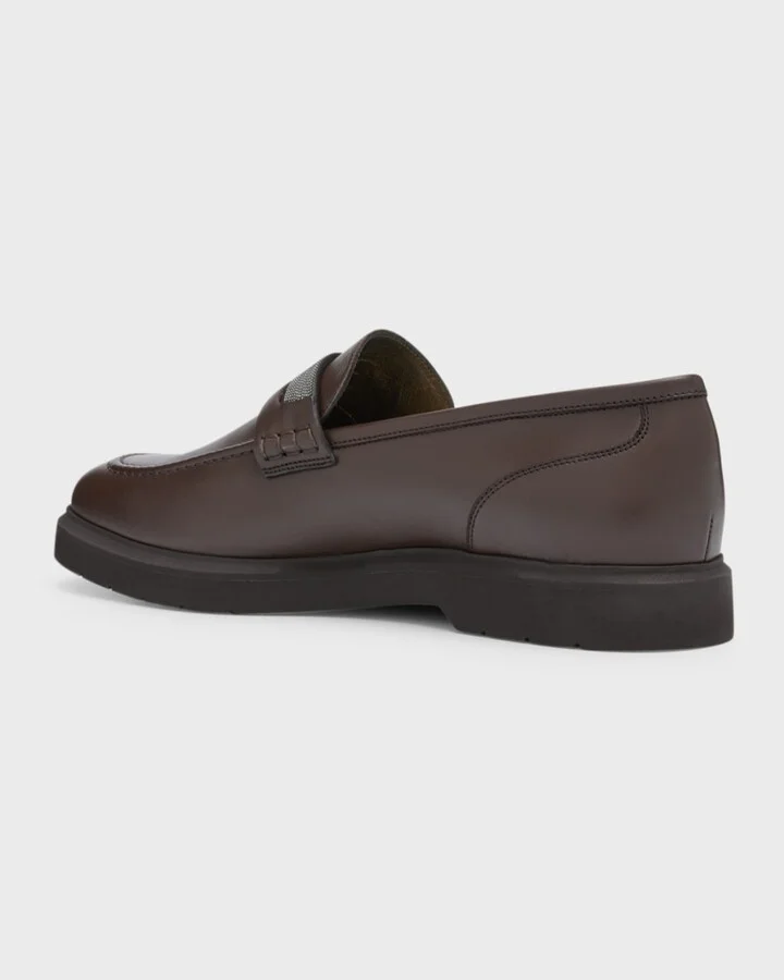 Leather Monili Penny Loafers - Image 3