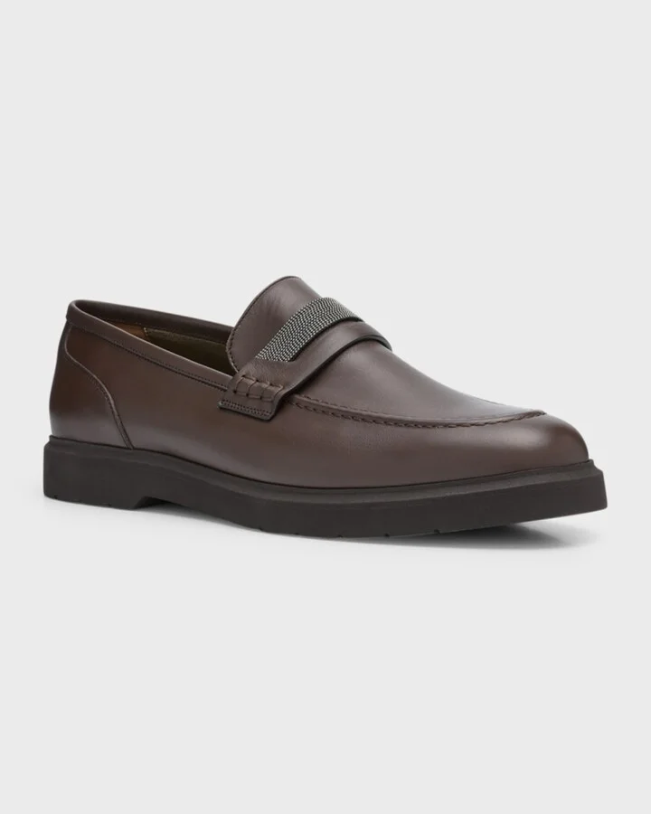 Leather Monili Penny Loafers - Image 5