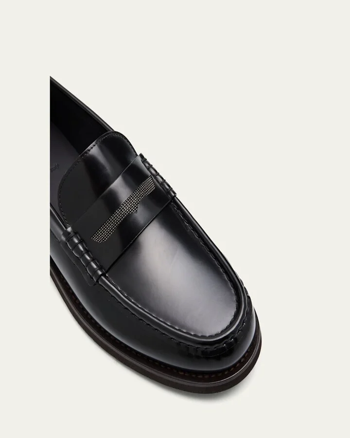 Leather Monili Penny Loafers - Image 8