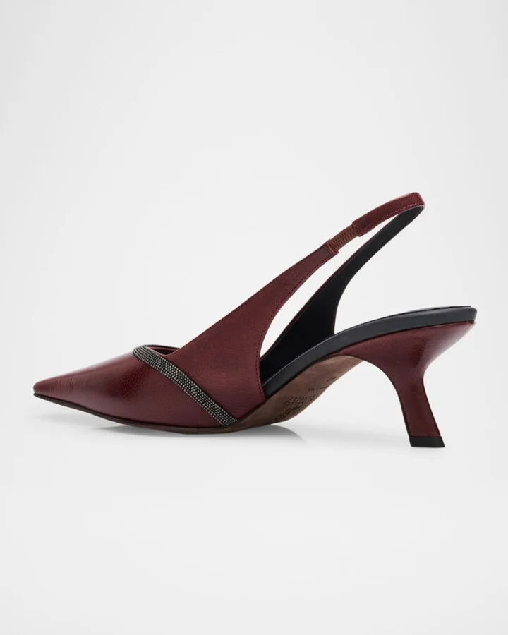 Leather Monili Slingback Pumps - Image 2