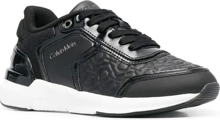 Leather Monogram-Pattern Sneakers - Image 2
