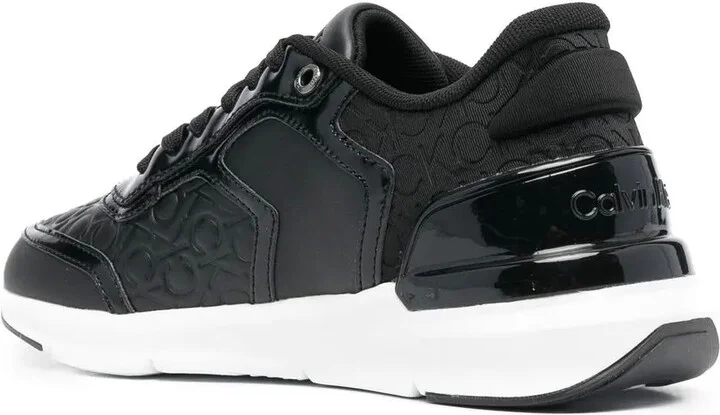 Leather Monogram-Pattern Sneakers - Image 3