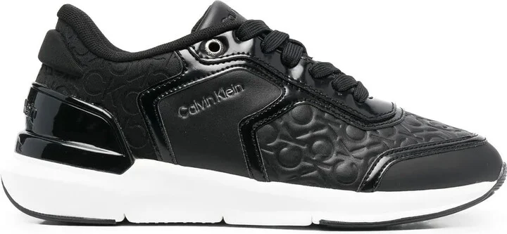 Leather Monogram-Pattern Sneakers