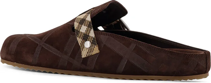 Leather Mule With Check Motif - Image 3