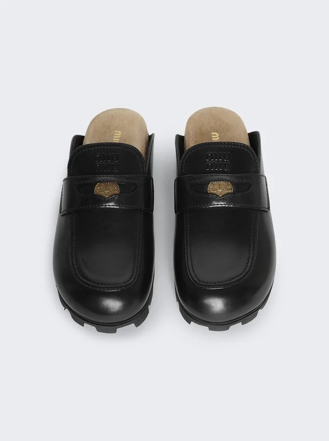 Leather Mules Black