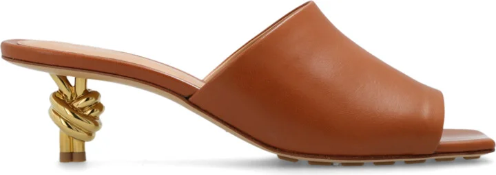 Leather Mules, , - Brown