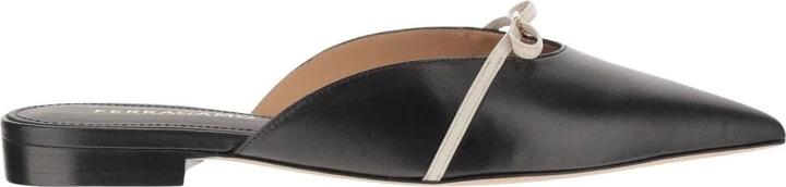 Leather Mules With Bow