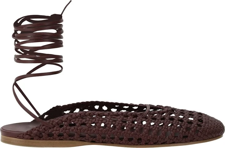 Leather Net-effect Mules
