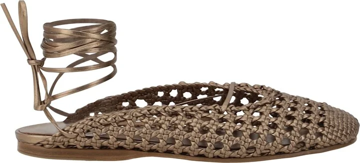Leather Net-effect Mules