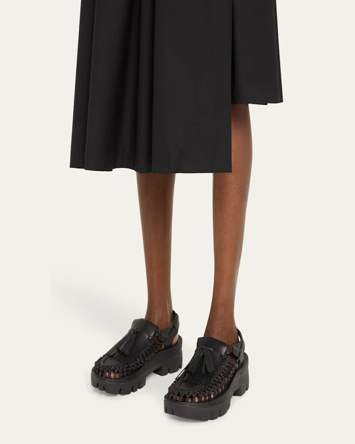 Leather Net Kiltie Tassel Loafers - Image 4