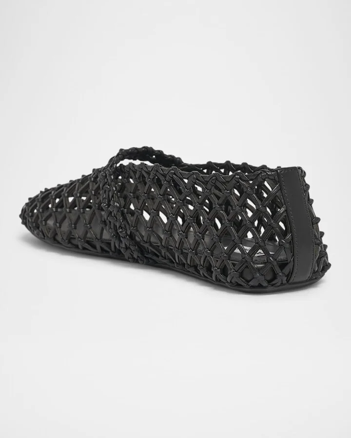 Leather Net Mary Jane Ballerina Flats - Image 2