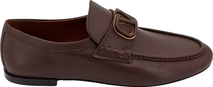 Leather Oafer With Vlogo Signature Detail
