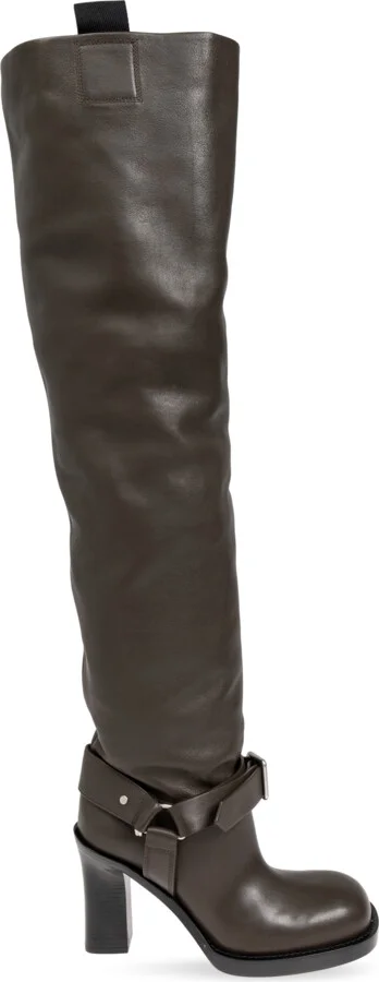 Leather Over-the-Knee Boots, , - Brown