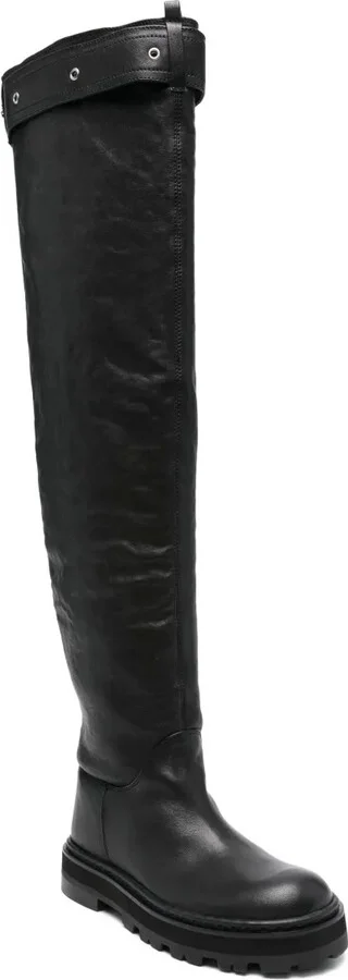 Leather Over-The-Knee Buckle Boots - Image 2