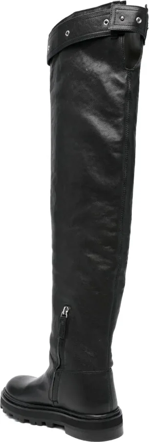 Leather Over-The-Knee Buckle Boots - Image 3