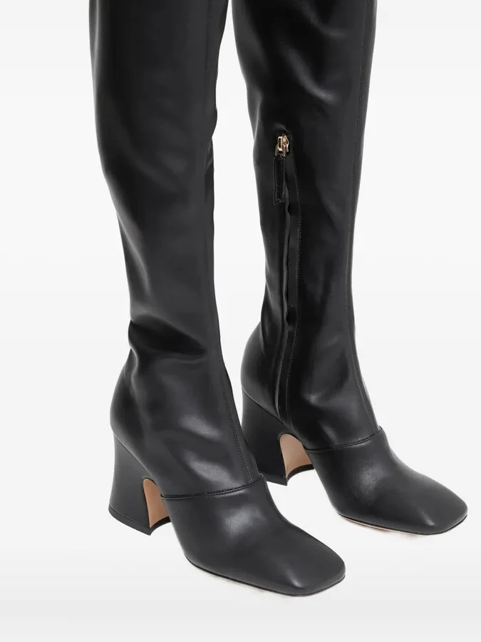 Leather Over-The-Knee Heeled Boots - Image 4