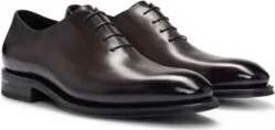 Leather Oxford shoes with burnished effect- Dark Brown Men's Business Shoes size 7