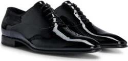 Leather Oxford shoes with leather lining- Black Men's Business Shoes size 11