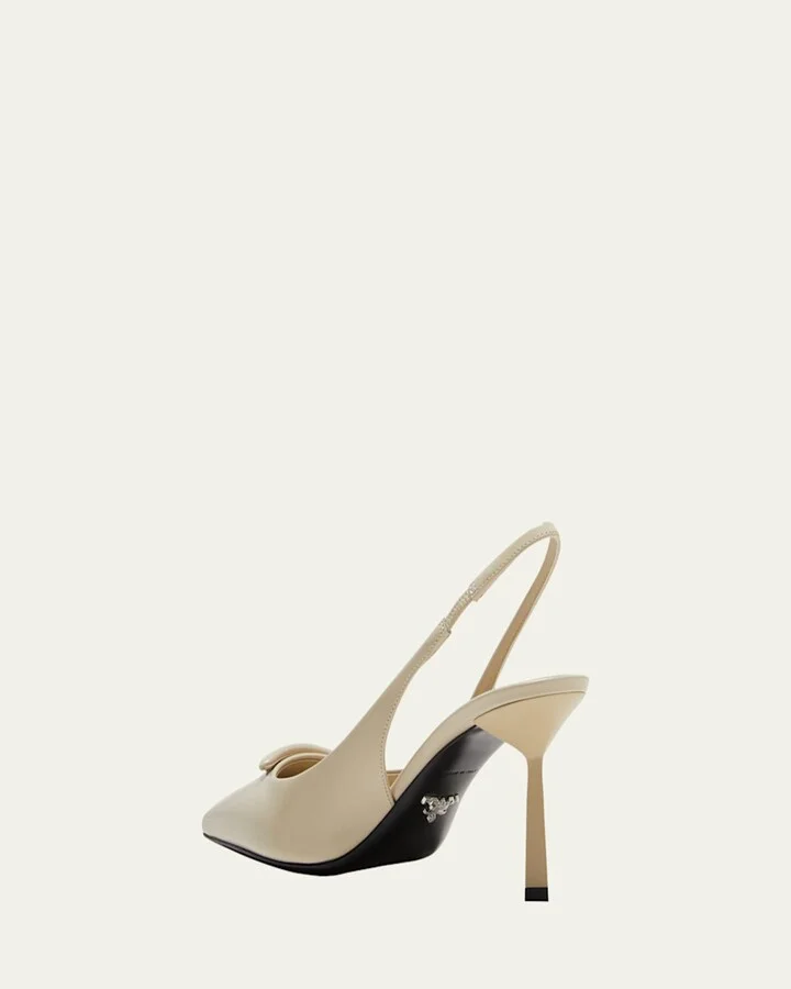 Leather Padded Logo Slingback Pumps - Image 2