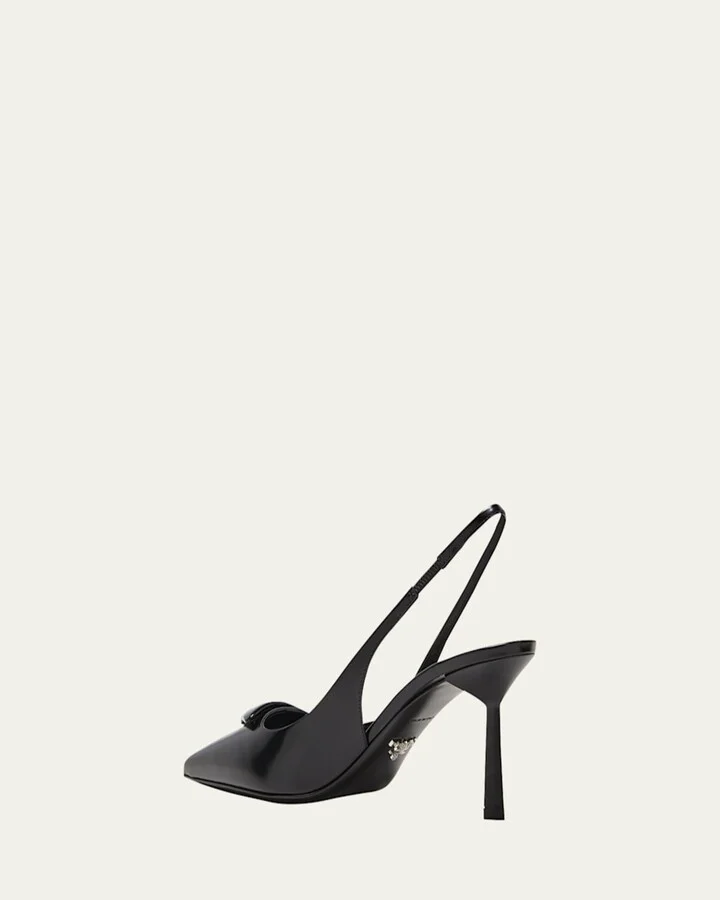 Leather Padded Logo Slingback Pumps - Image 8