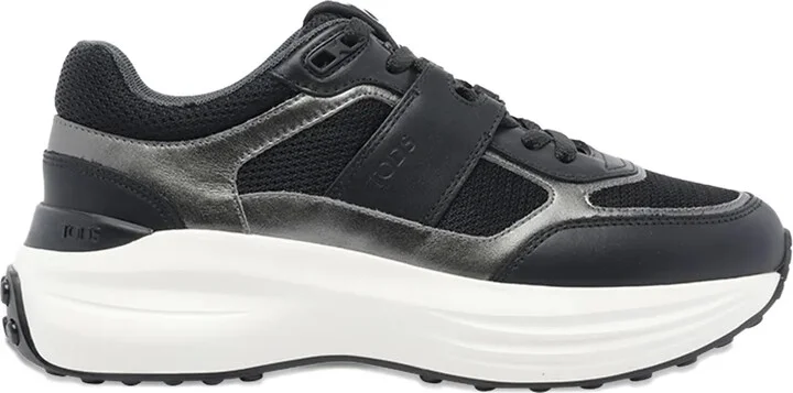 Leather-Panelled Lace-Up Sneakers