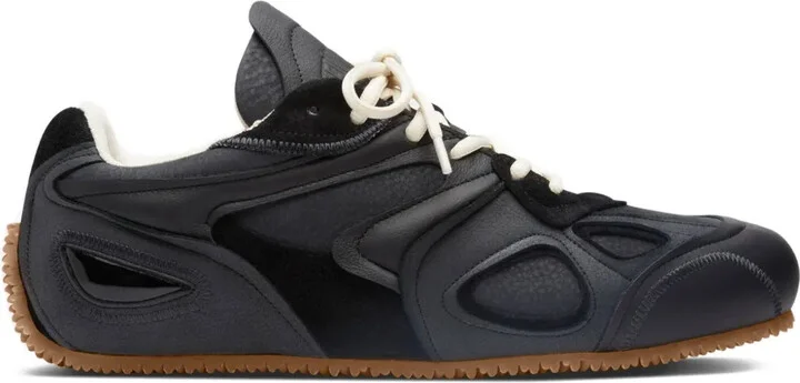 Leather Panelled Lace-Up Sneakers